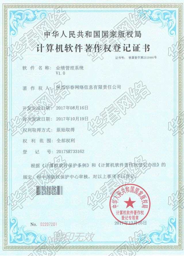 業績管理系統軟件著作權